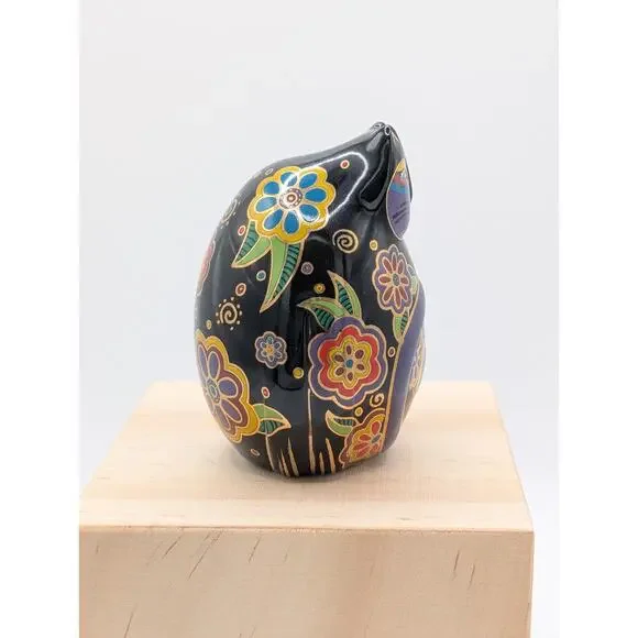Laurel Burch "Flowering Feline" Cat Figurine Ceramic A9978 Handmade, 1996 - Picture 4 of 5